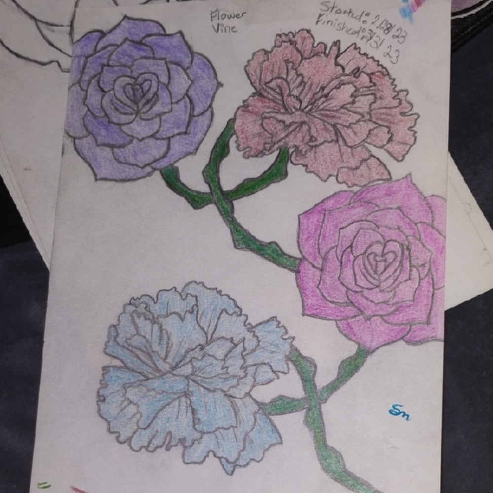 Floral Vine Art Print - Purple, Pink, Blue